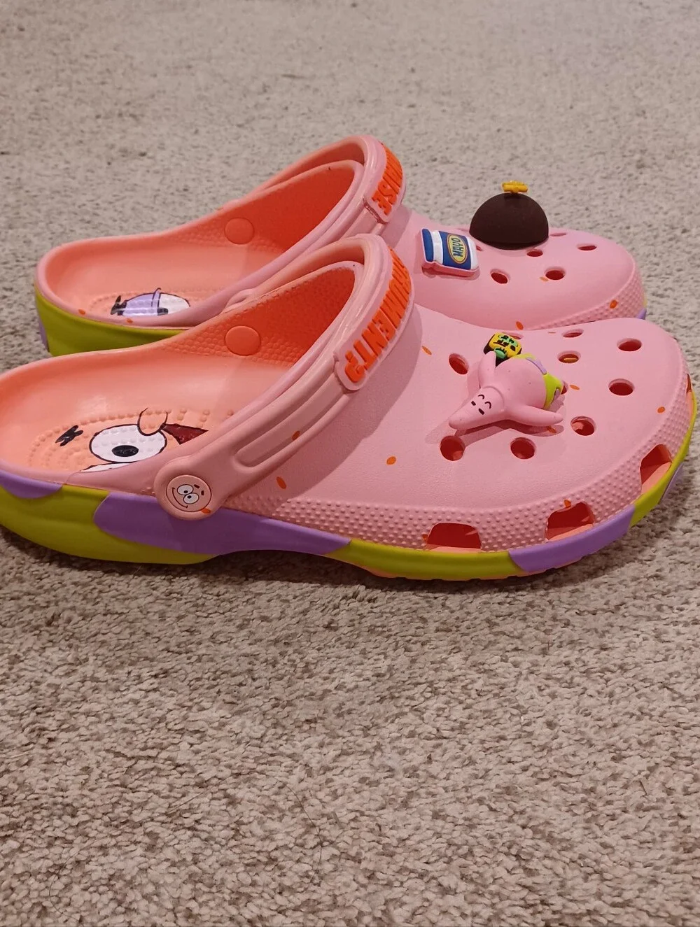 Crocs x SpongeBob Patrick Star Classic Clogs With JIBBITZ Charms Mens Size 12